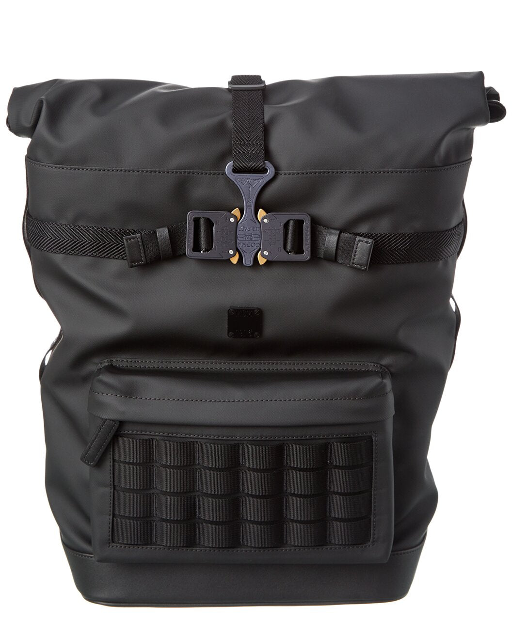 MCM Black Canvas Nylon Medium Roll Top Backpack