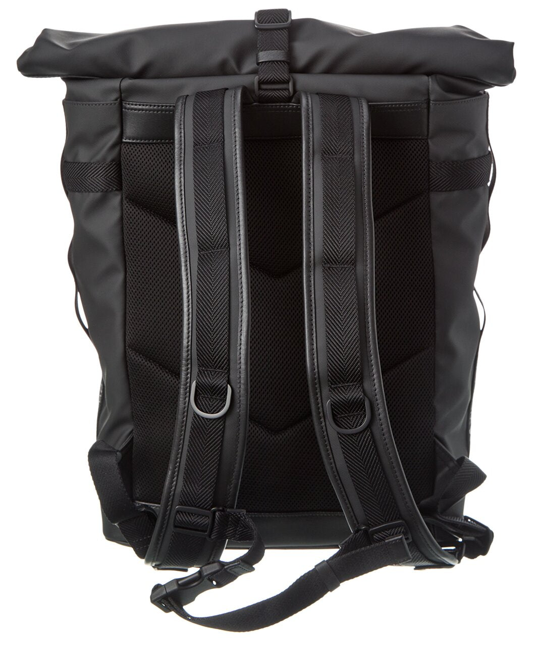 MCM Black Canvas Nylon Medium Roll Top Backpack