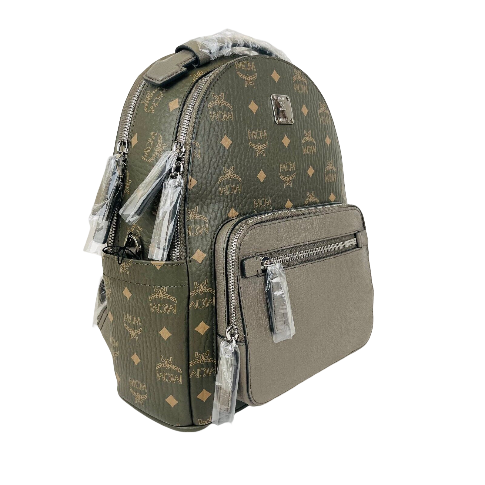 MCM Green Sea Turtle Visetos Coated Canvas Small Backpack