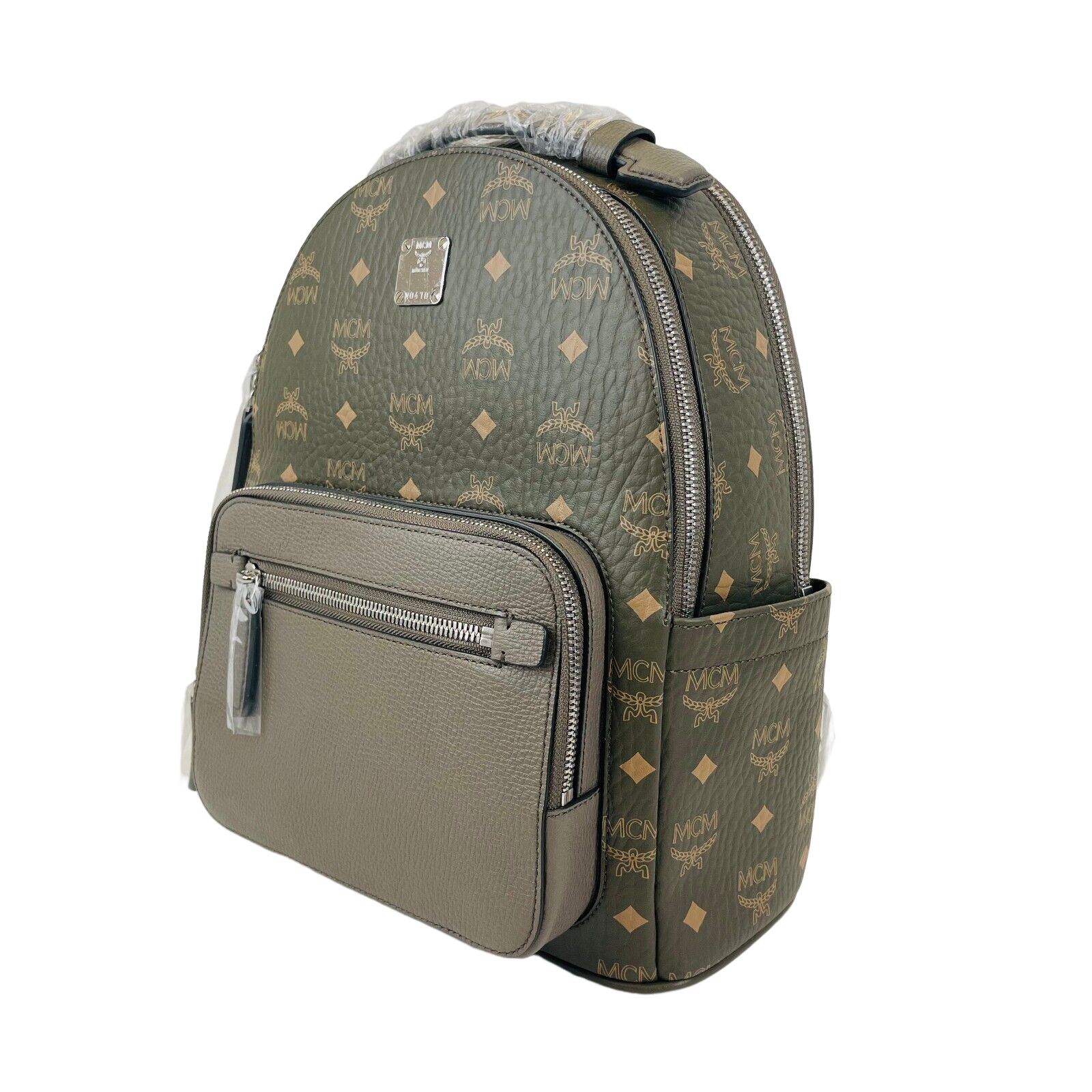 MCM Green Sea Turtle Visetos Coated Canvas Small Backpack