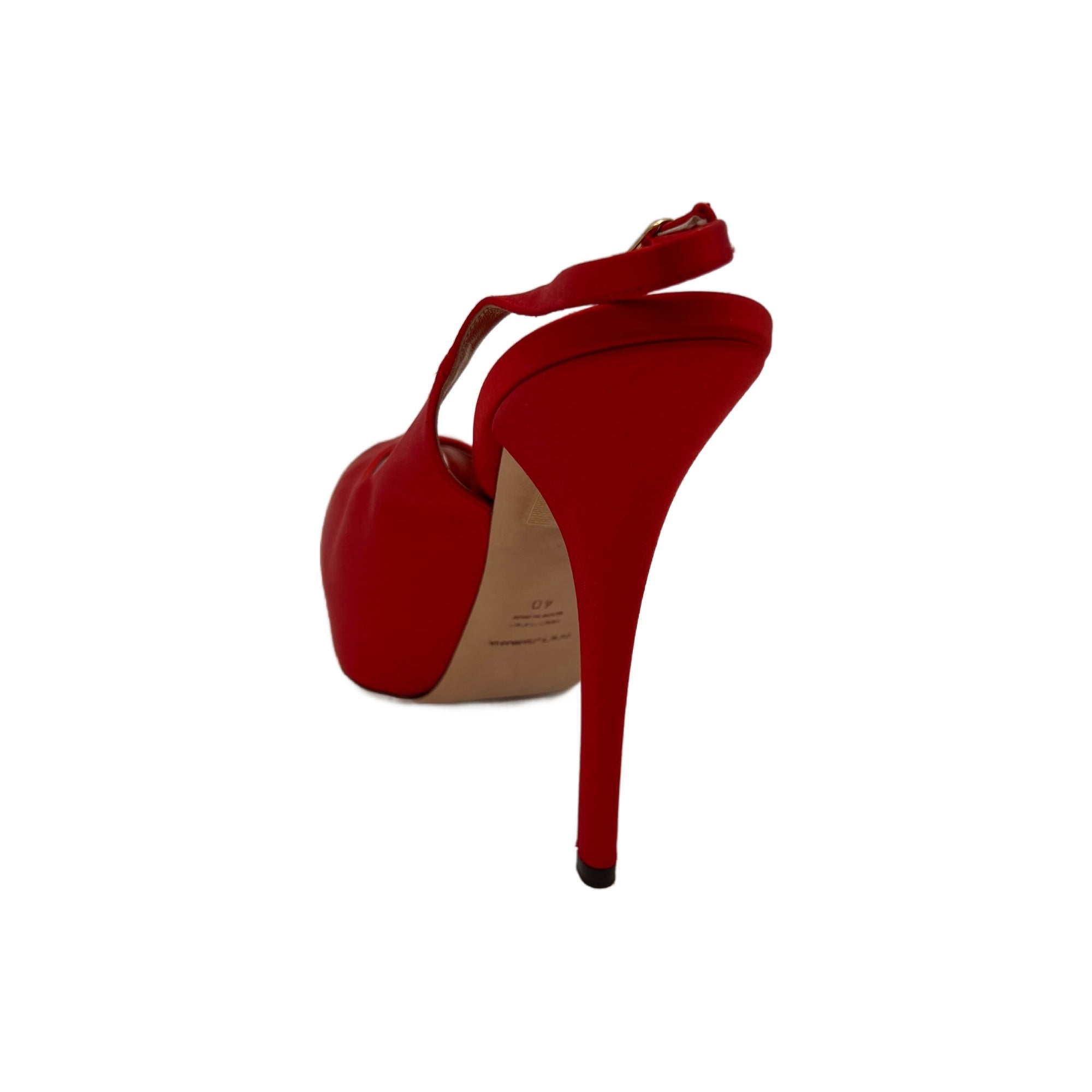 Dolce & Gabbana Red Satin Peep-Toe Slingback Platform Heels (Pre-Owned)