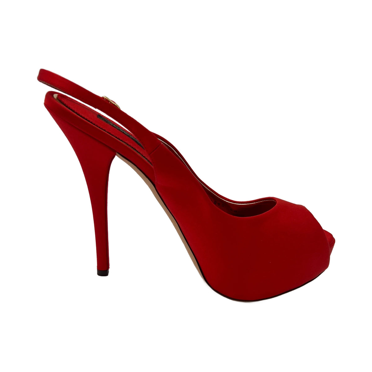 Dolce & Gabbana Red Satin Peep-Toe Slingback Platform Heels (Pre-Owned)