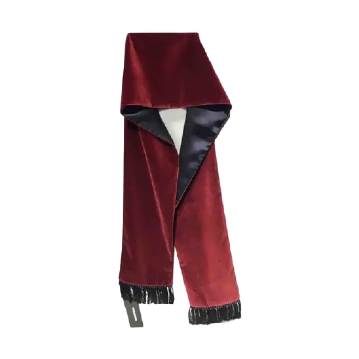 Dolce & Gabbana Maroon Burgundy Velvet Fringe Scarf