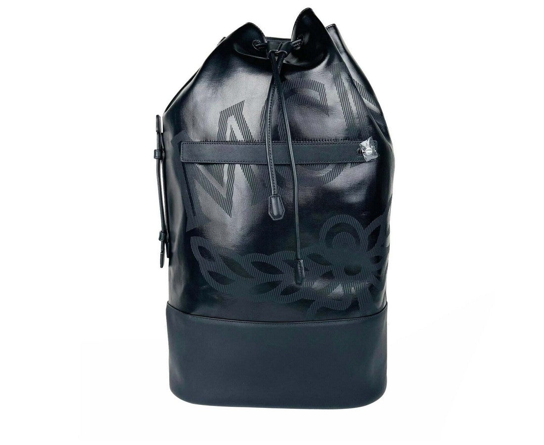 MCM Men's Black Tivitat Coated Canvas Large Drawstring Sling Backpack