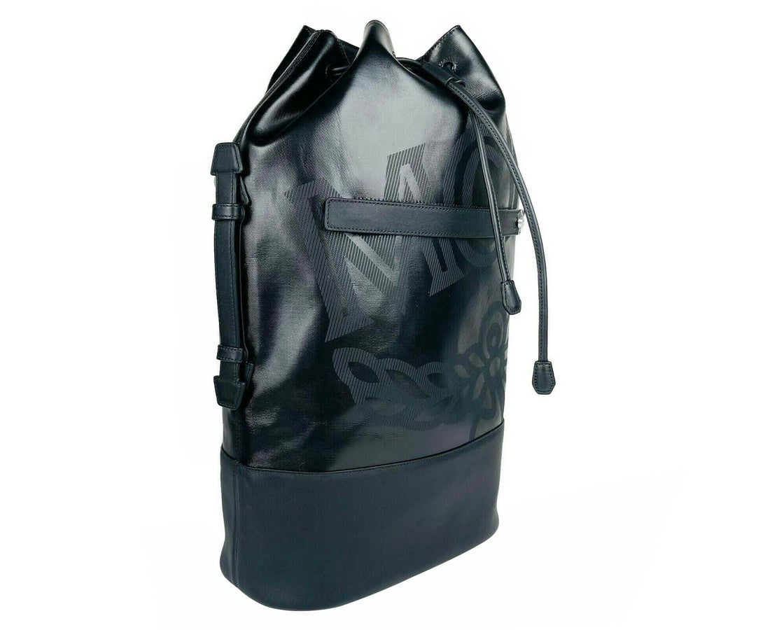 MCM Men's Black Tivitat Coated Canvas Large Drawstring Sling Backpack