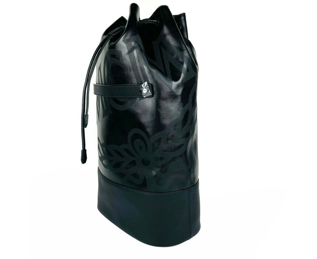 MCM Men's Black Tivitat Coated Canvas Large Drawstring Sling Backpack