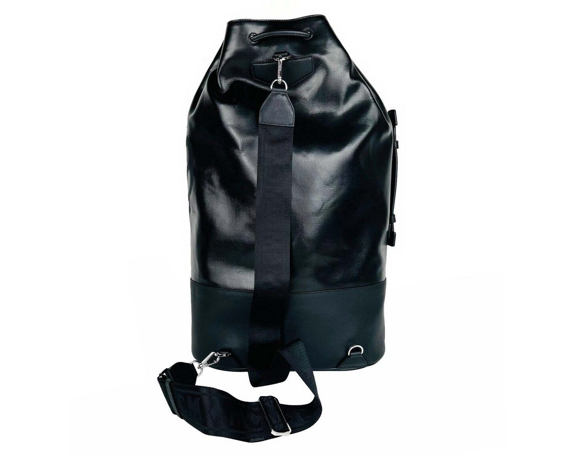 MCM Men's Black Tivitat Coated Canvas Large Drawstring Sling Backpack