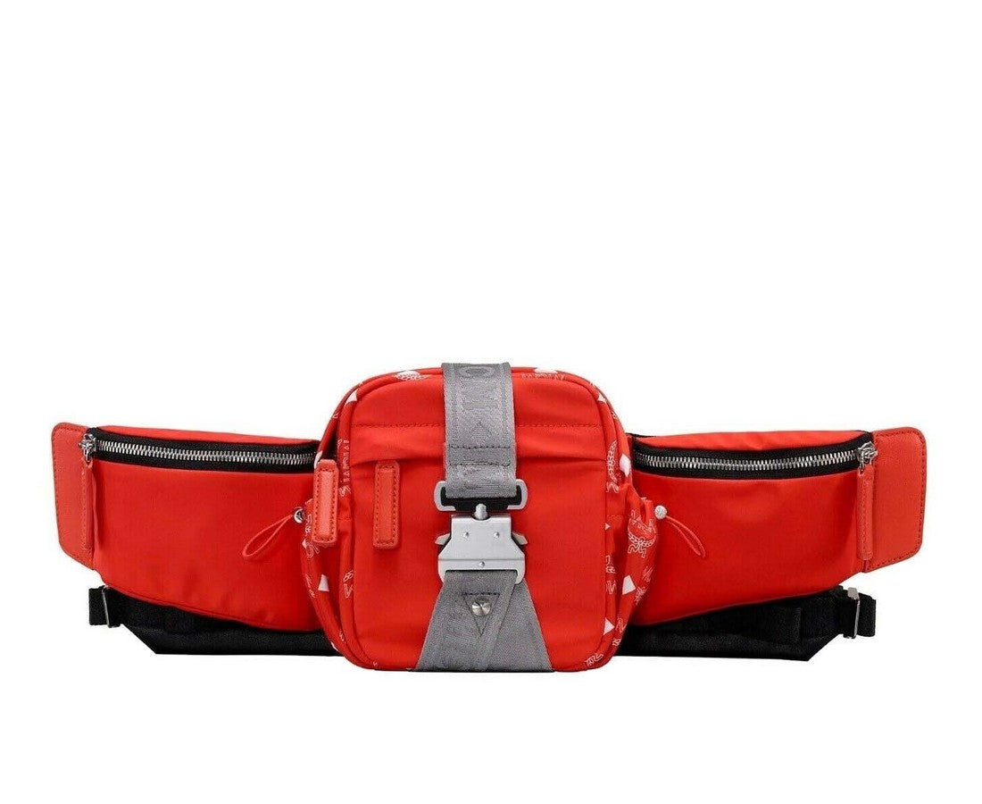 MCM Men's Orange Flame Nylon Jemison Crossbody 2 in 1 Bag