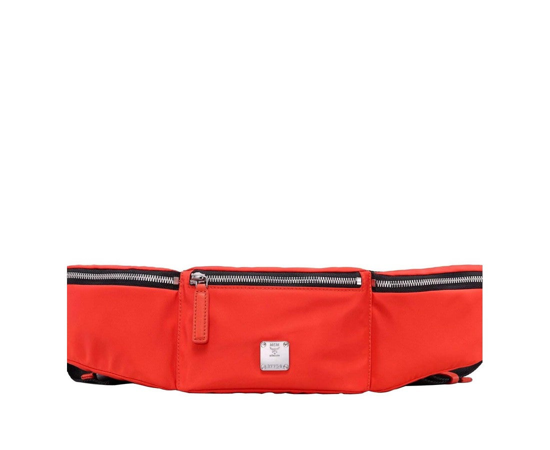 MCM Men's Orange Flame Nylon Jemison Crossbody 2 in 1 Bag