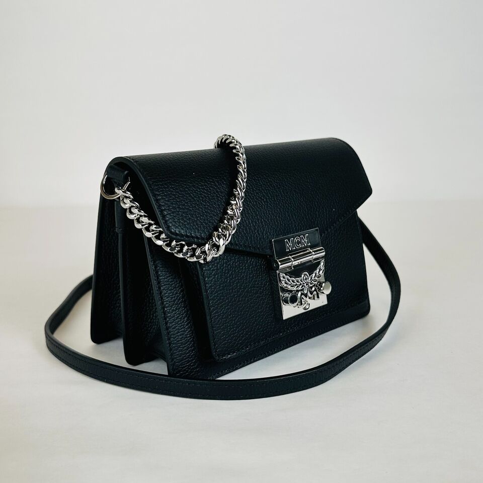 MCM Tracy Patricia Black Leather Mini Crossbody Bag