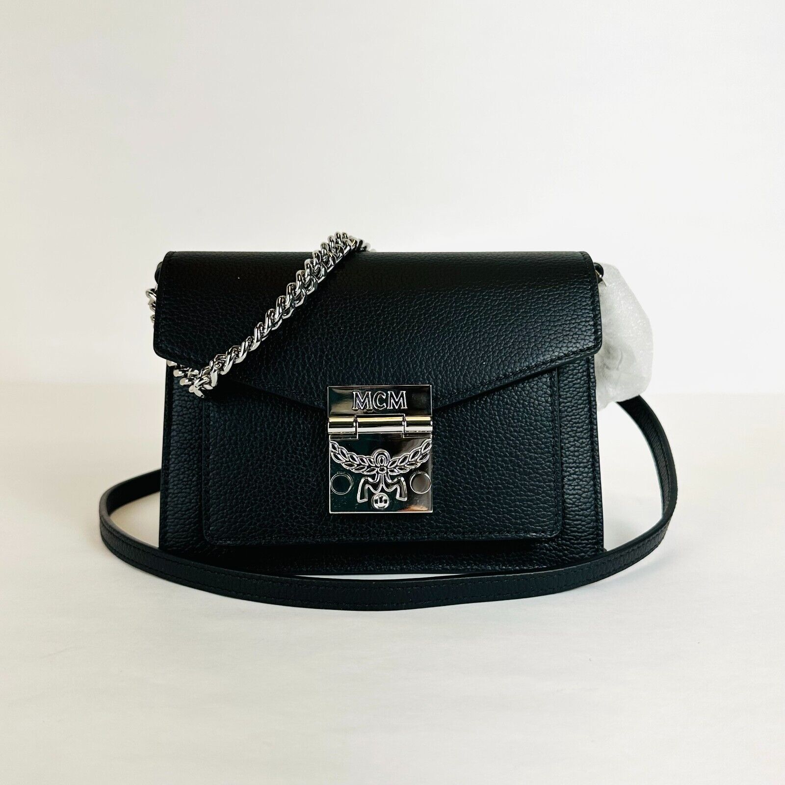 MCM Tracy Patricia Black Leather Mini Crossbody Bag