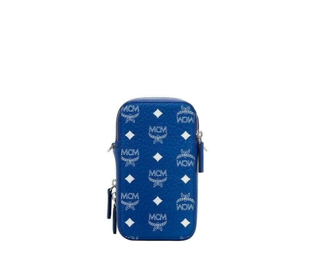 MCM Blue White Visetos Crossbody Camera Bag