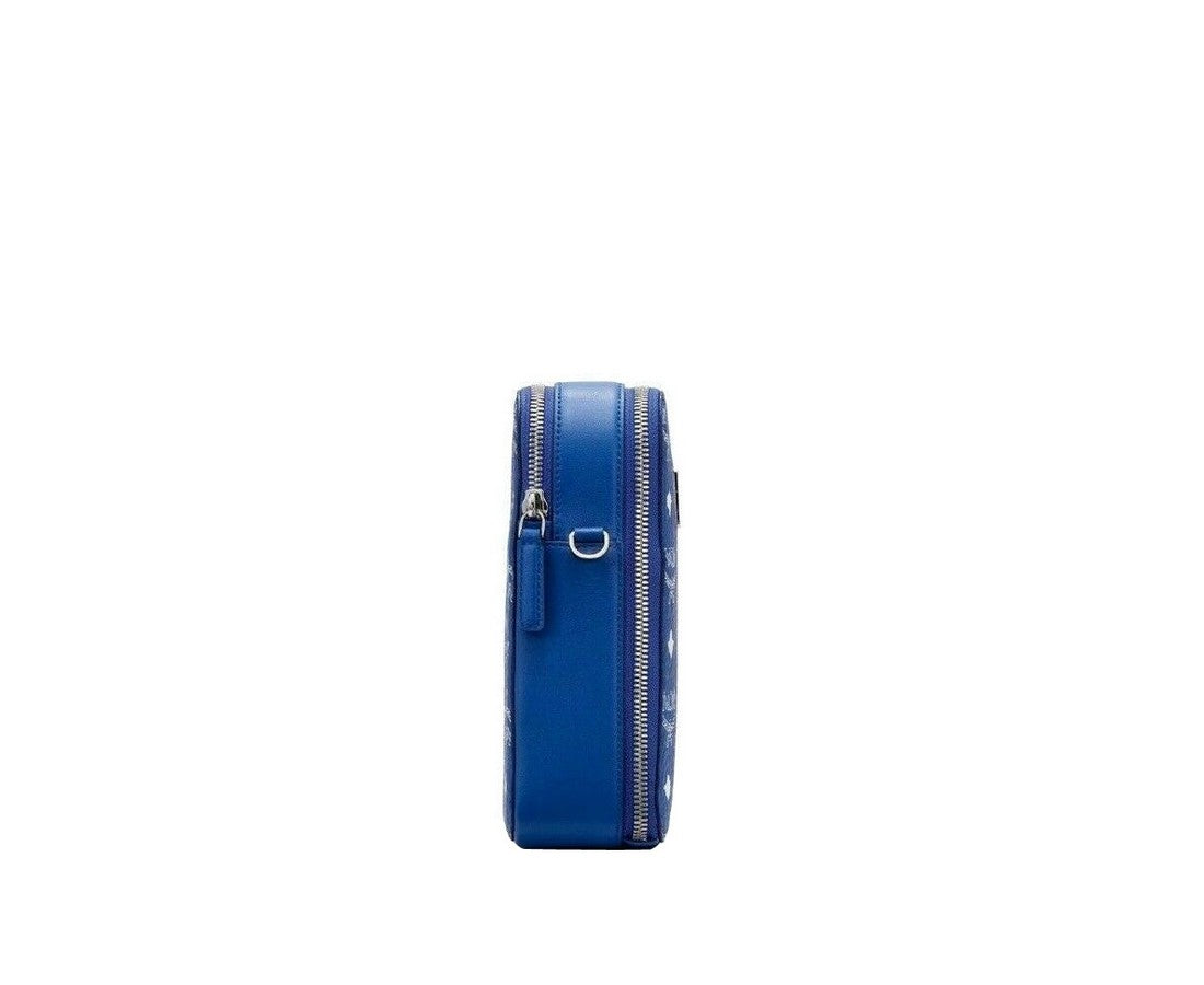 MCM Blue White Visetos Crossbody Camera Bag