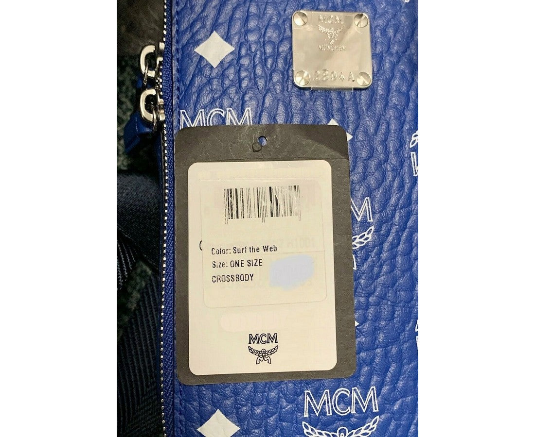 MCM Blue White Visetos Crossbody Camera Bag