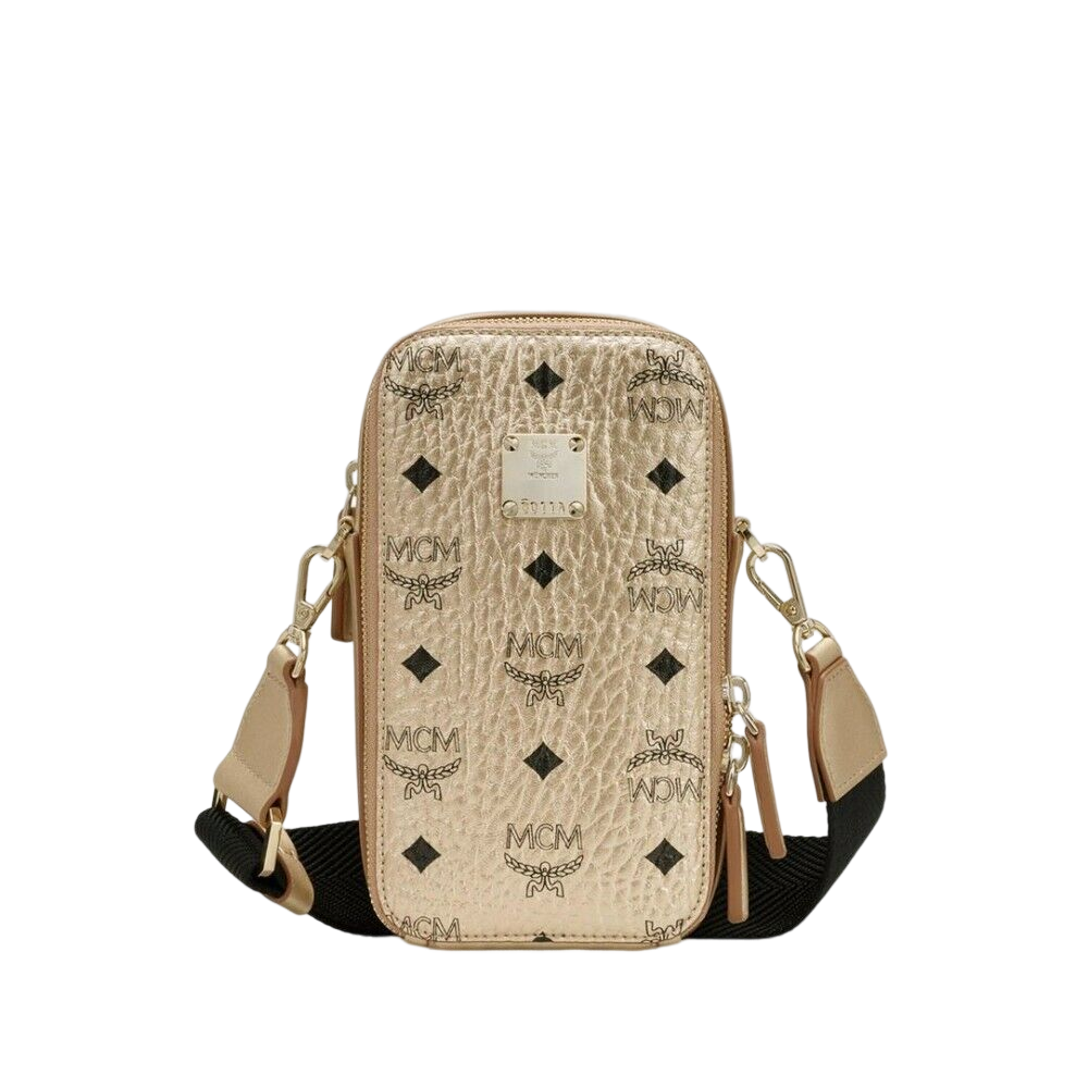 MCM Visetos Berlin Gold Crossbody Camera Bag