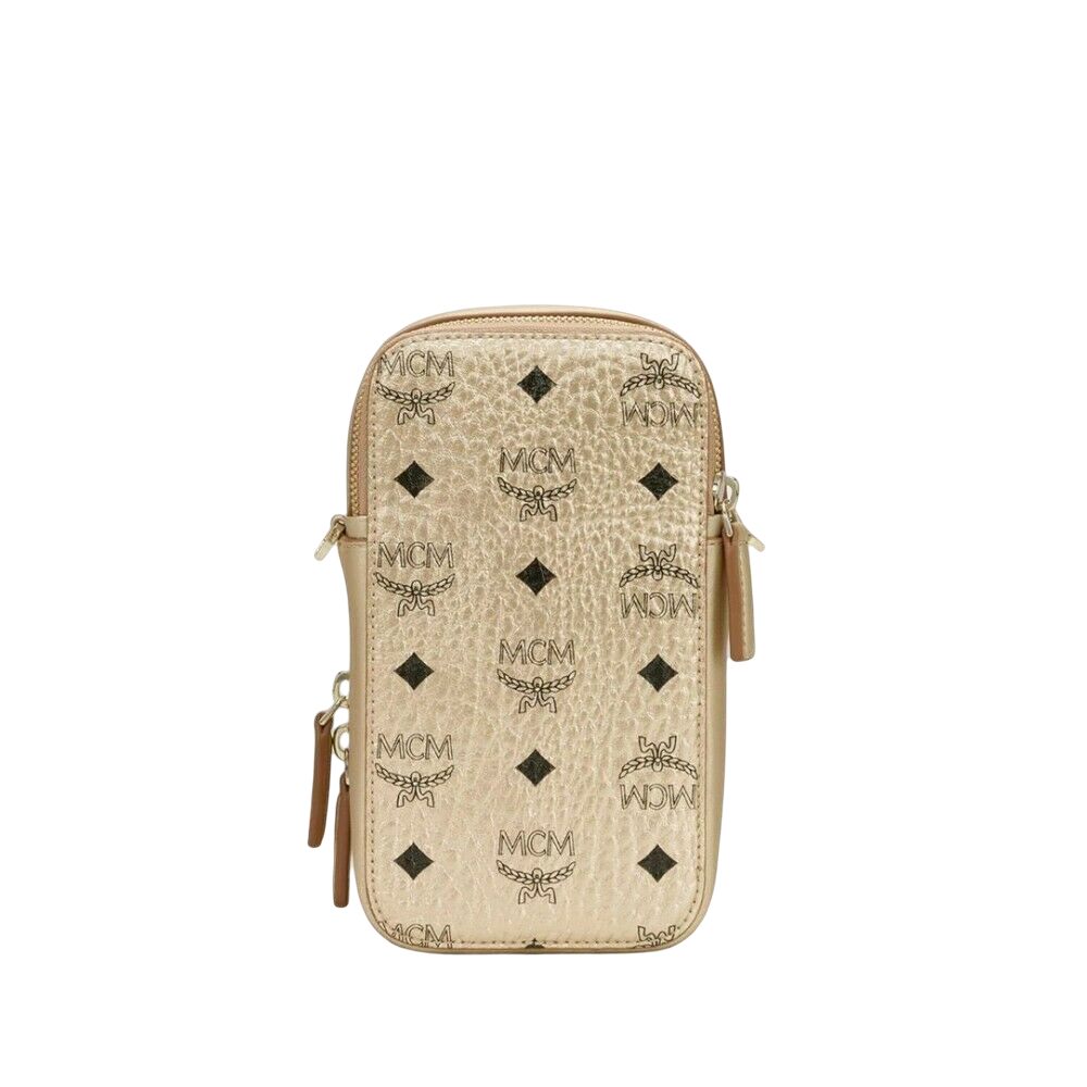 MCM Visetos Berlin Gold Crossbody Camera Bag