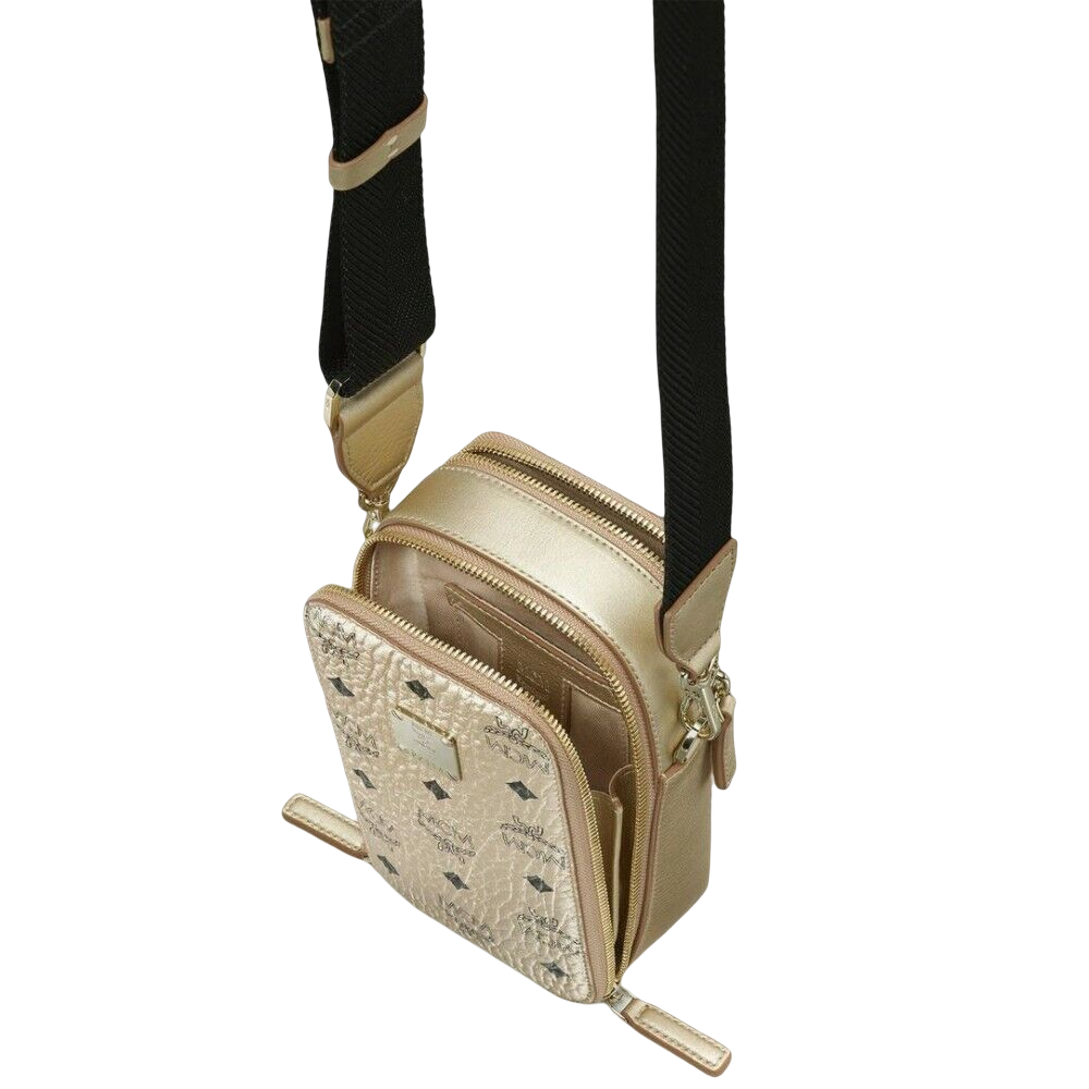 MCM Visetos Berlin Gold Crossbody Camera Bag
