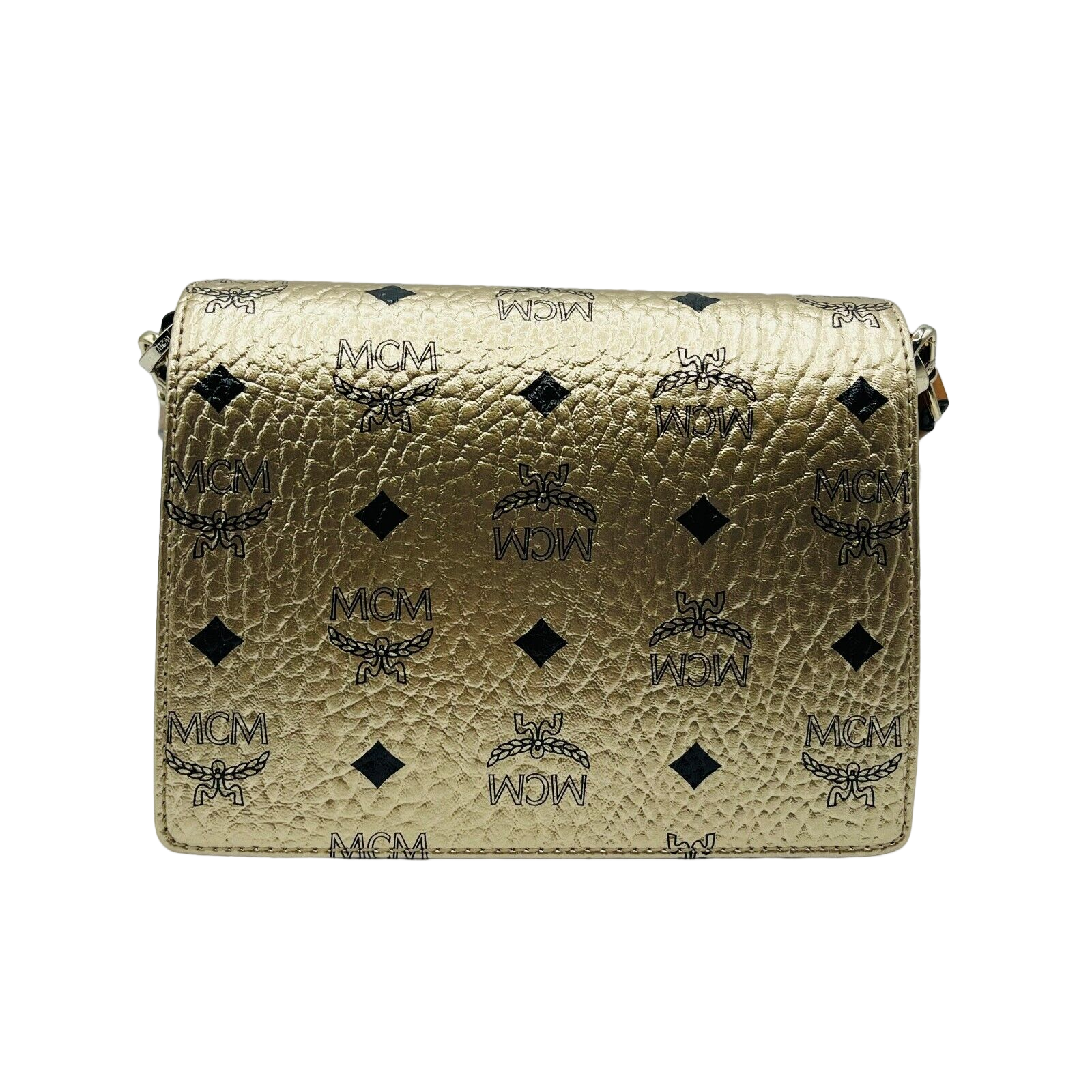 MCM Patricia Mini Berlin Gold Coated Canvas Crossbody Bag