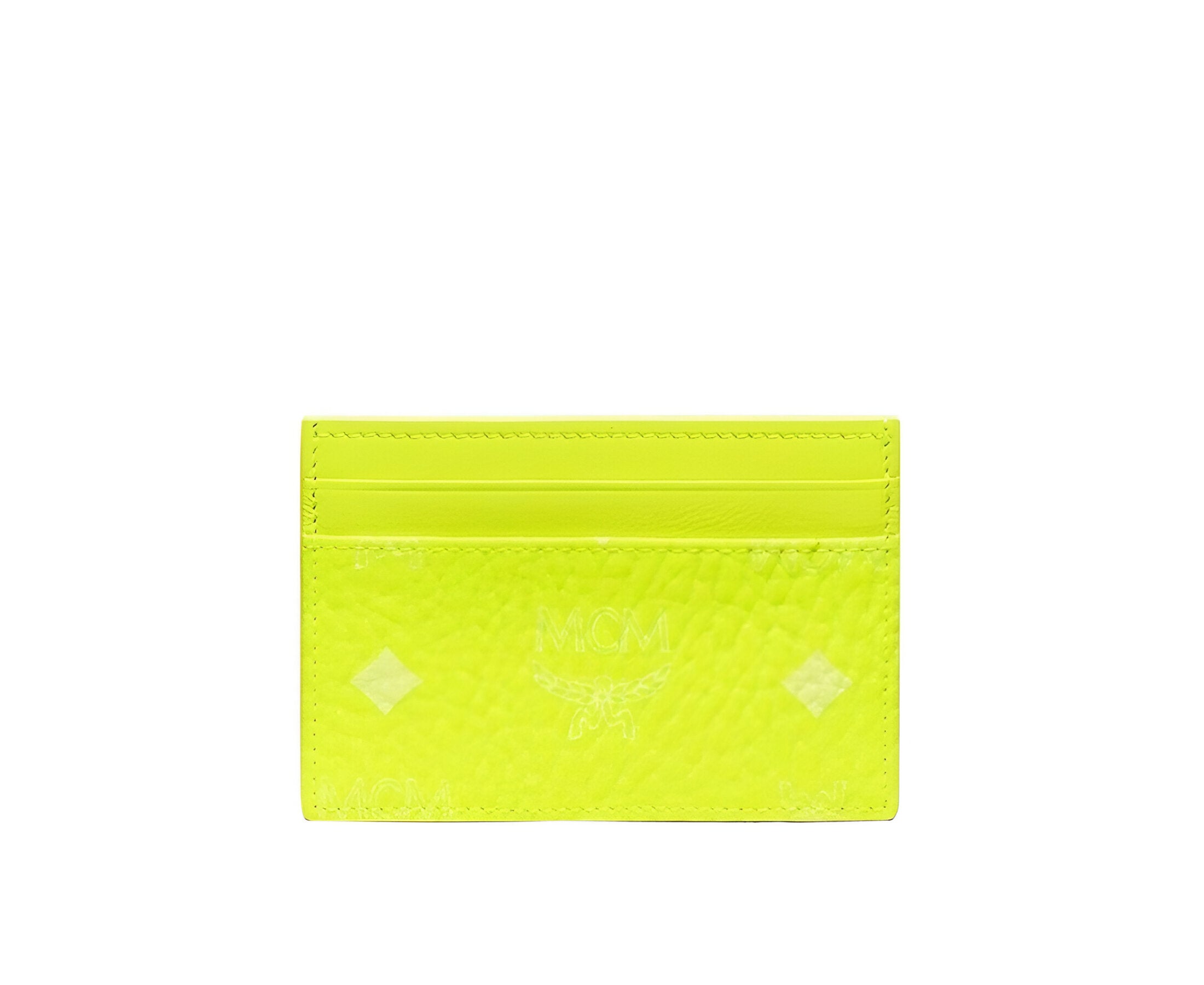 MCM Women's Neon Yellow Visetos Coated Canvas Card Case Holder