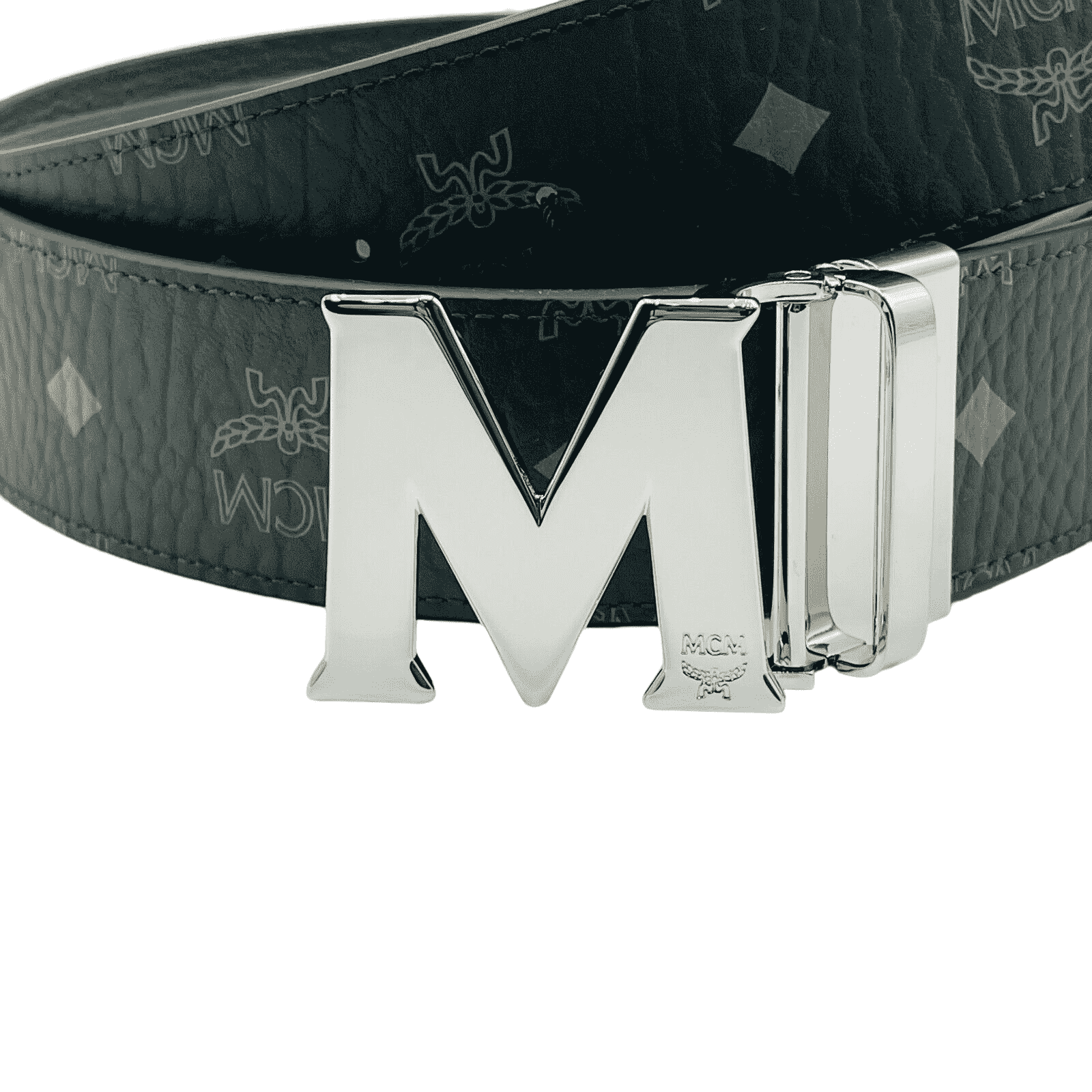 MCM Women's Sea Turtle Green Visetos Canvas M Buckle Reversible Belt