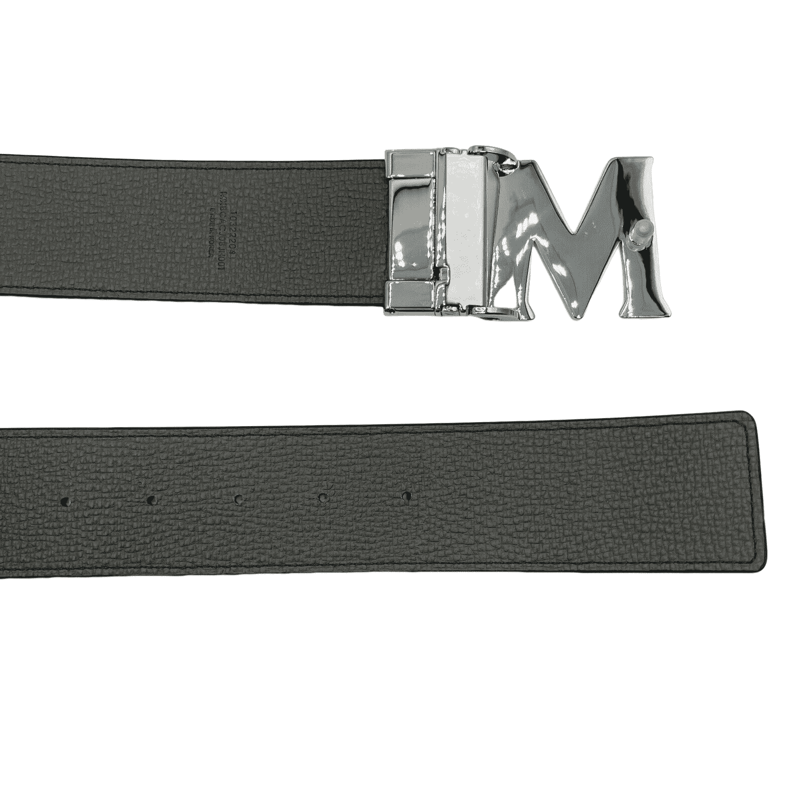 MCM Women's Sea Turtle Green Visetos Canvas M Buckle Reversible Belt