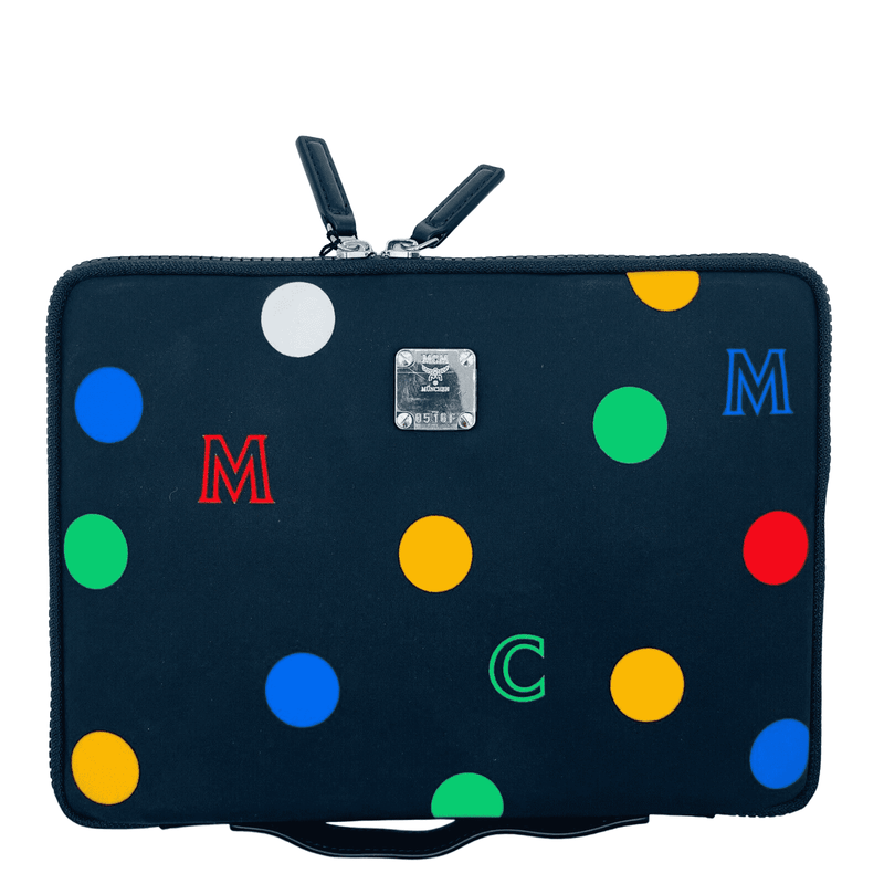 MCM Black Fabric Color Dotted Small iPad Case