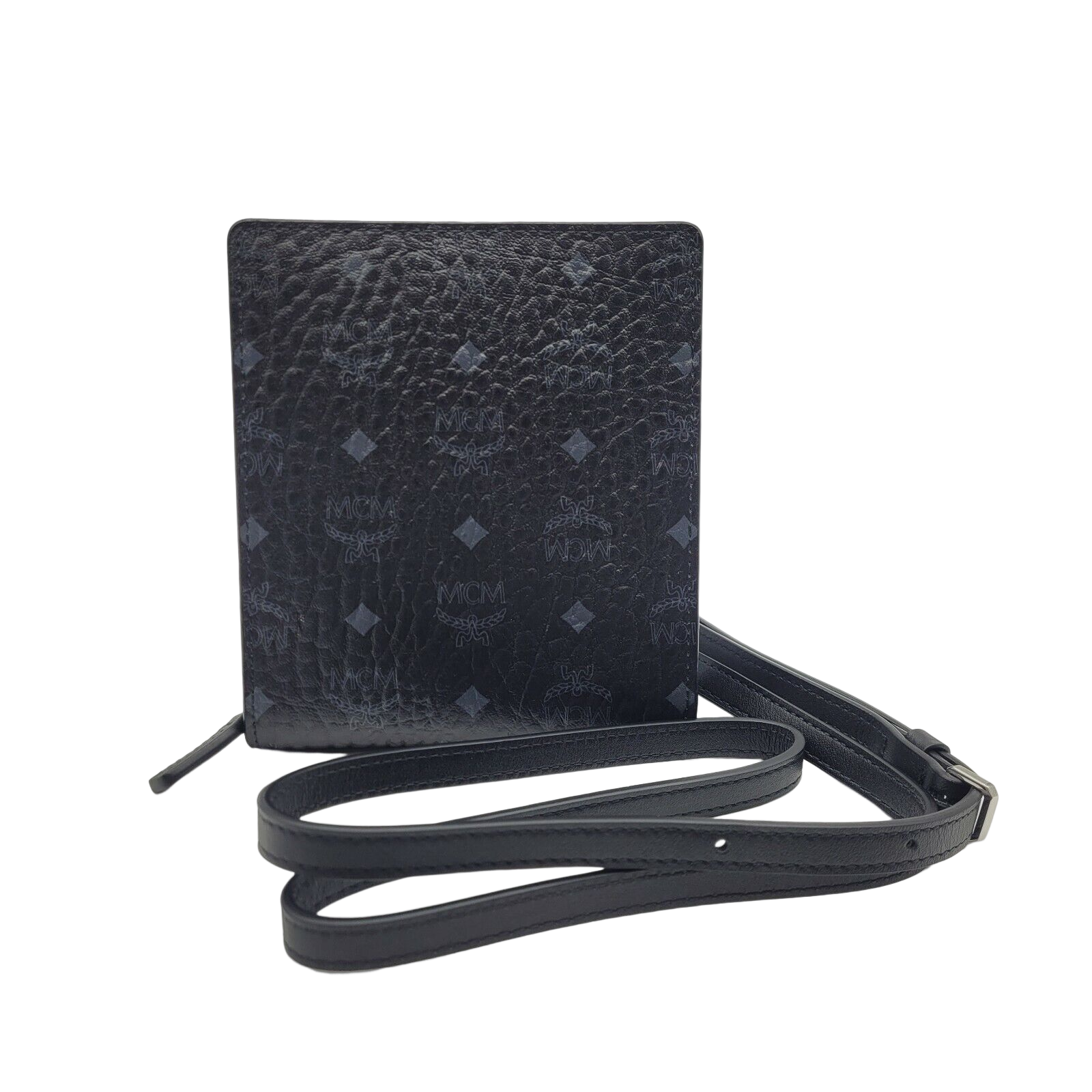 MCM Women's Black/Grey Visetos Zipped Wallet Multifunction Lanyard