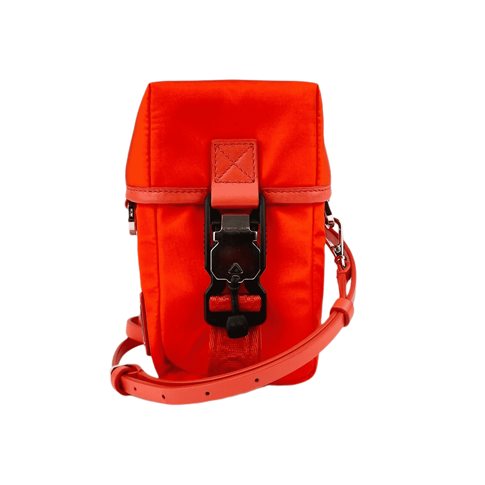 MCM Women's Orange Red Nylon Mini Flap Pouch Shoulder Waist Bag