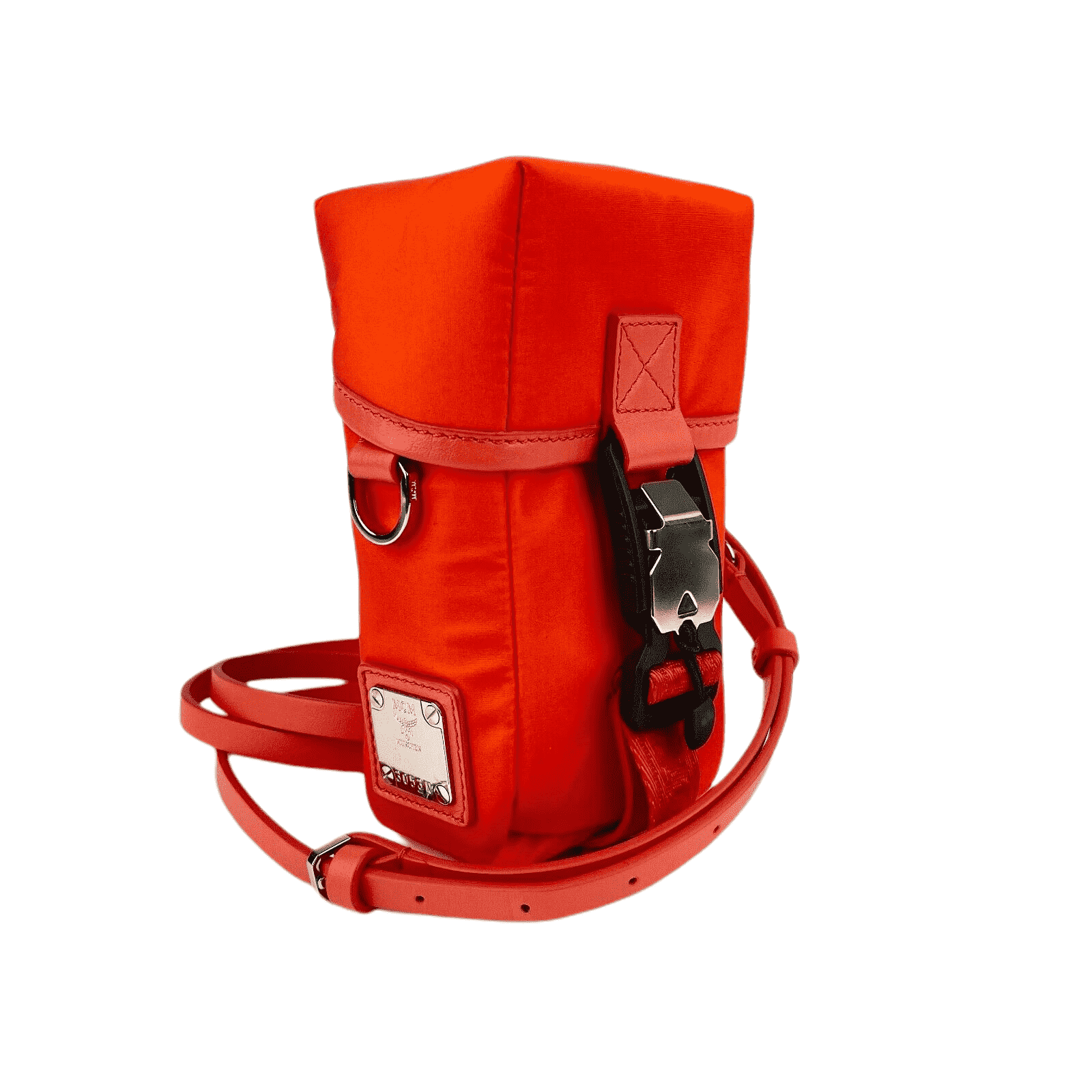 MCM Women's Orange Red Nylon Mini Flap Pouch Shoulder Waist Bag