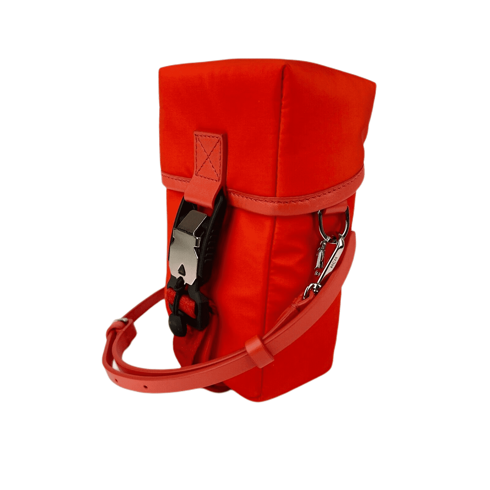 MCM Women's Orange Red Nylon Mini Flap Pouch Shoulder Waist Bag