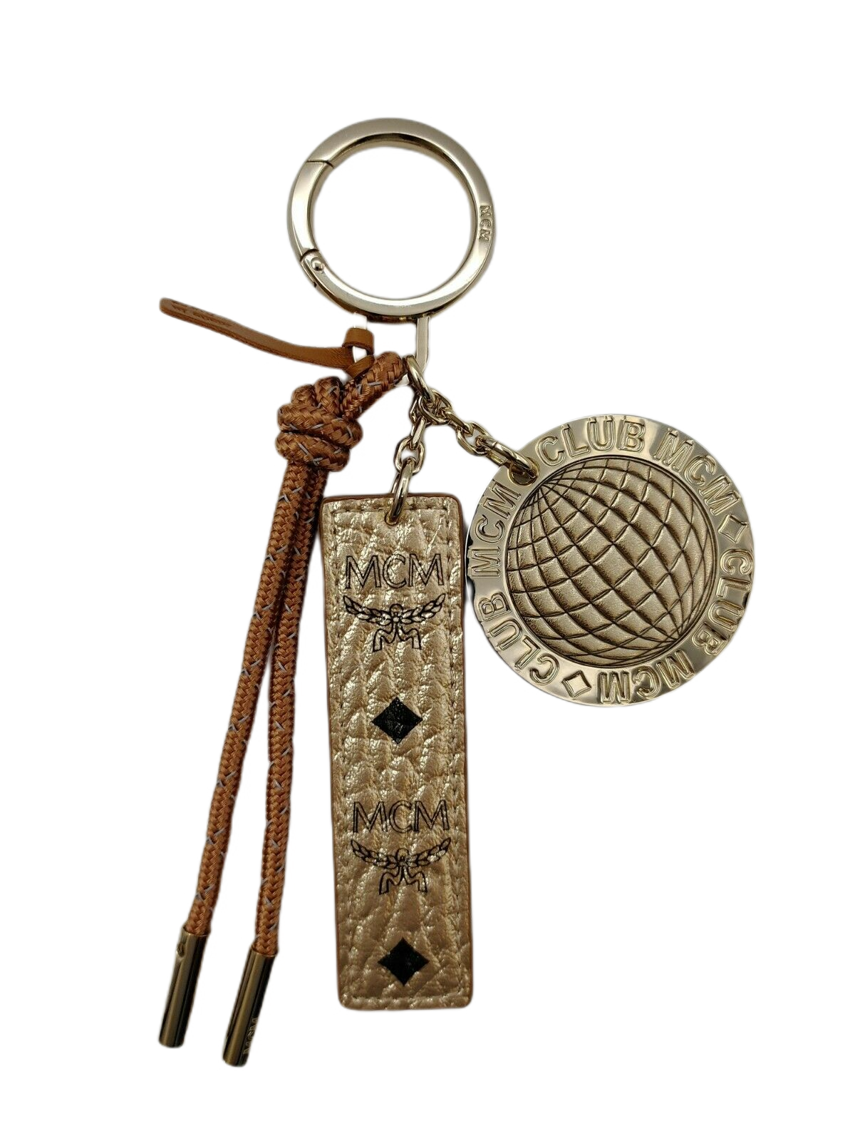 MCM Berlin Gold Visetos Disco Ball Charm Keychain