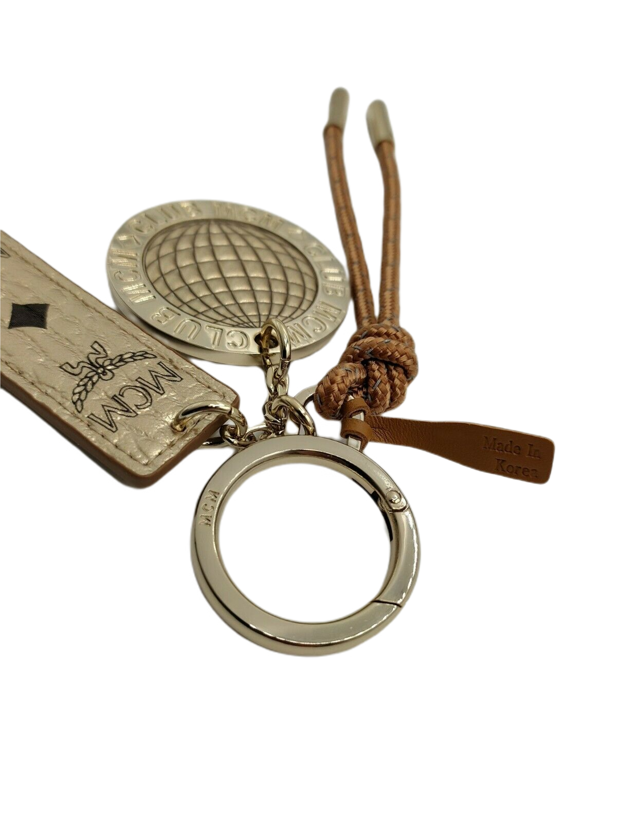 MCM Berlin Gold Visetos Disco Ball Charm Keychain