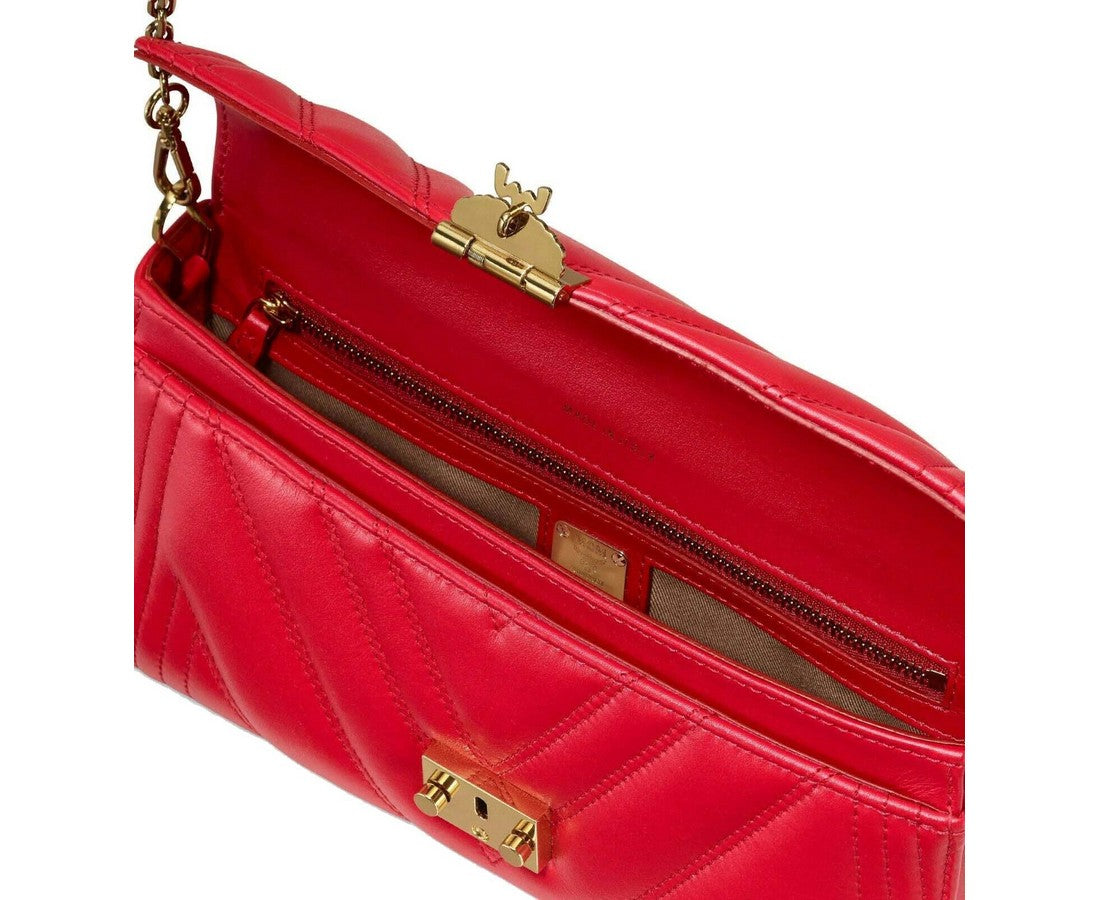 MCM Red Quilted Leather Millie Crossbody Chain Bag