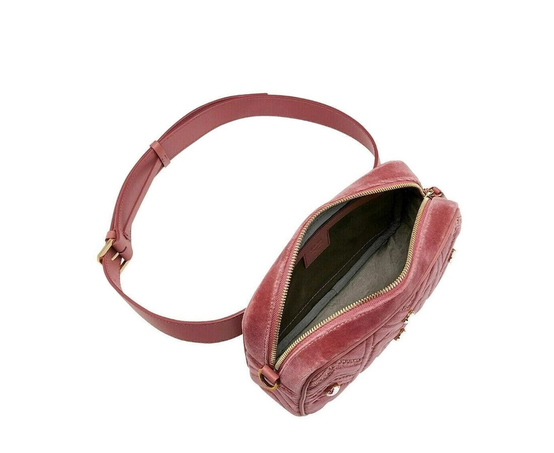MCM Women's Pink Velvet Crystal Studs Crossbody Camera Bag MYZ9SVZ01QB001