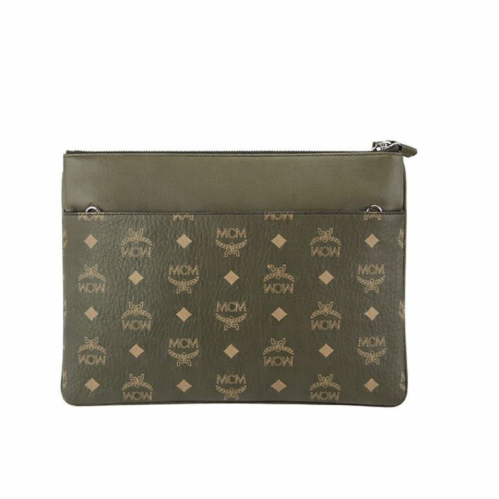 MCM Green Sea Turtle Visetos Coated Canvas Crossbody Bag