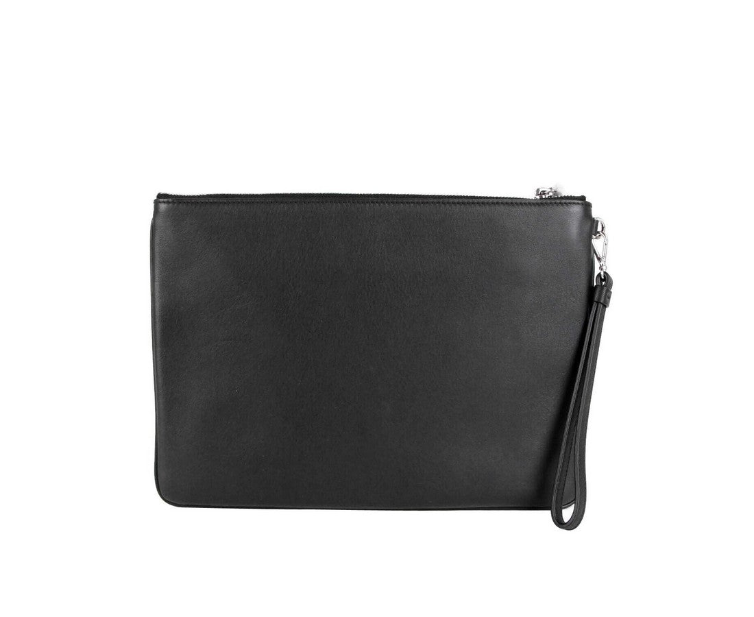 MCM Unisex Black Nappa Leather Studded Robert Wristlet Zip Pouch MZZ9SRO32BK001
