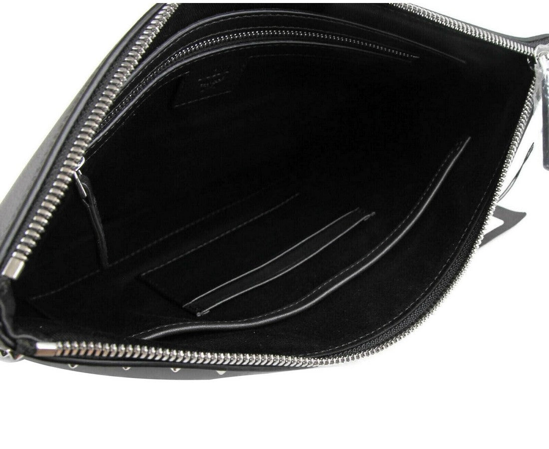 MCM Unisex Black Nappa Leather Studded Robert Wristlet Zip Pouch MZZ9SRO32BK001