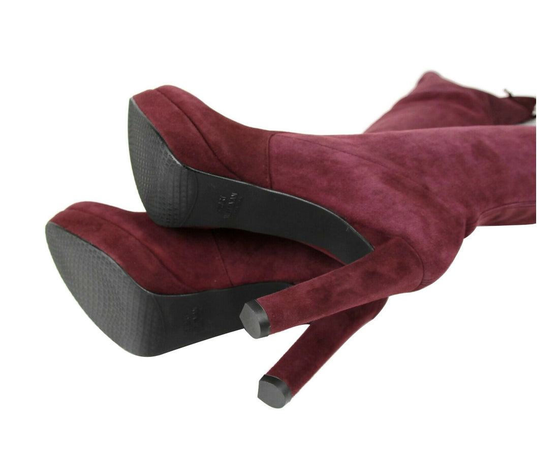 Stuart Weitzman Women's Bordeaux Suede Over-the-knee Platform Boot