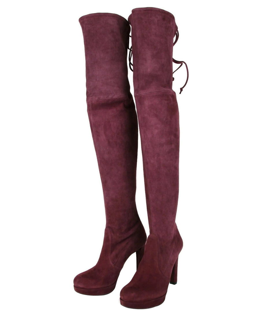 Stuart Weitzman Women's Bordeaux Suede Over-the-knee Platform Boot