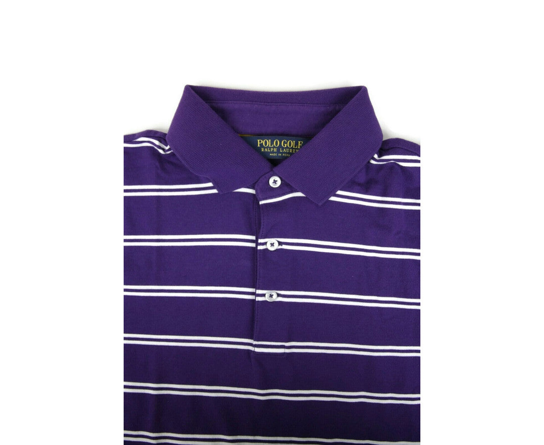 Polo Ralph Lauren Men's Purple / White Striped Polo Shirt