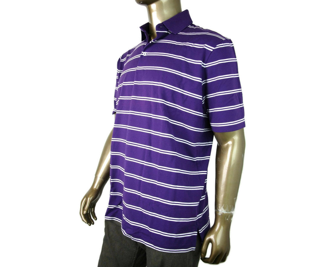 Polo Ralph Lauren Men's Purple / White Striped Polo Shirt
