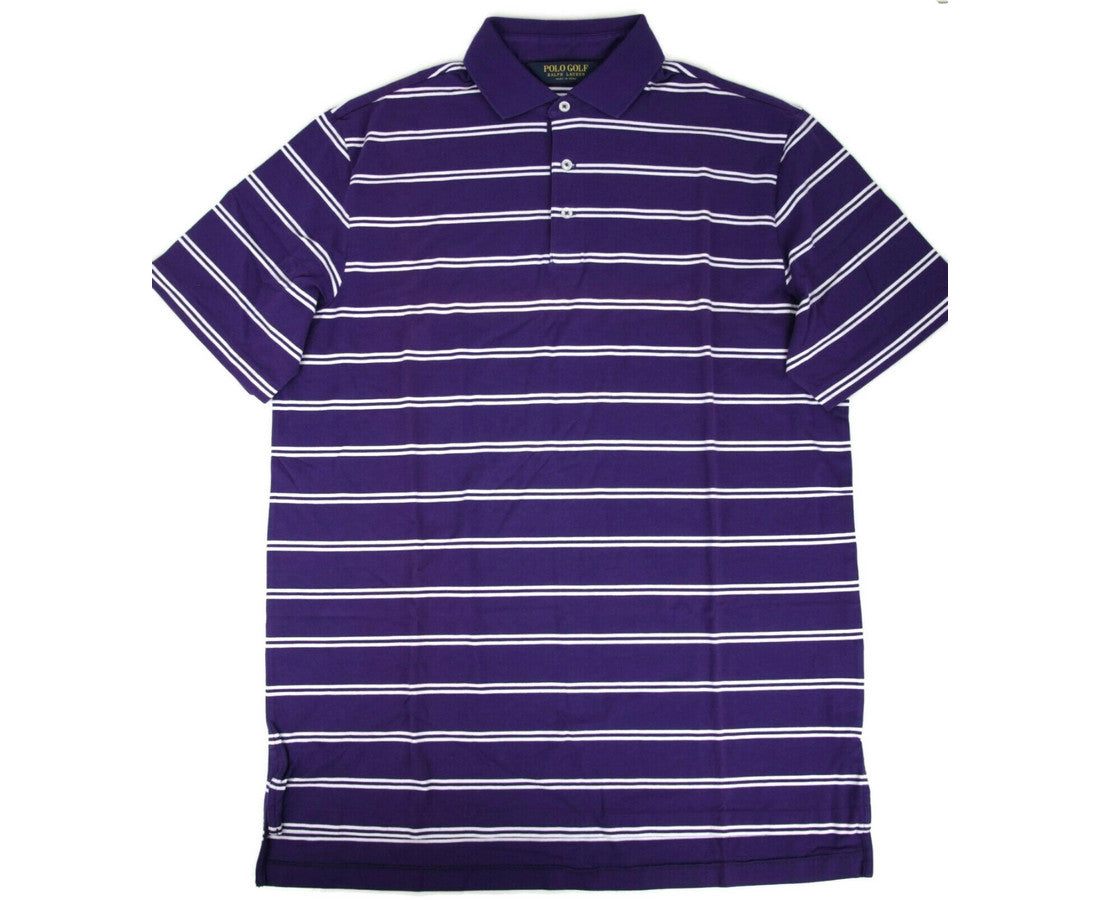 Polo Ralph Lauren Men's Purple / White Striped Polo Shirt