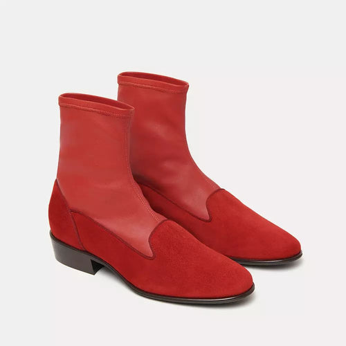 Charles Philip Luxurious Red Suede Ankle Women's Boots