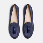 Charles Philip Silk Fabric Tassel Loafers in Erben Men's Blue