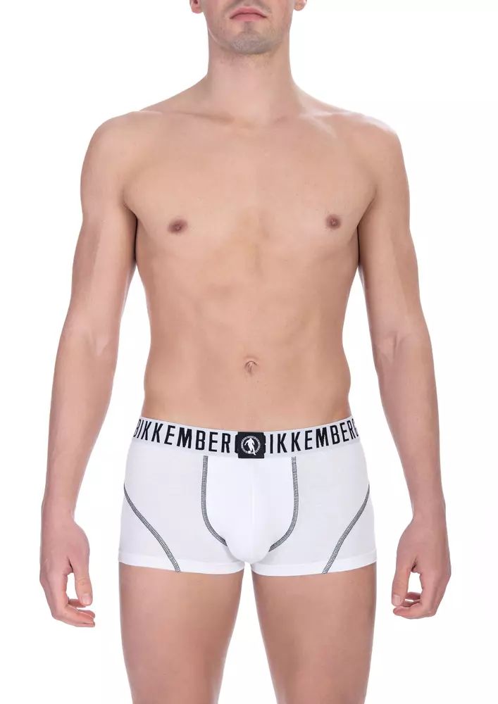 Bikkembergs Elevate Your Essentials with White Cotton Trunk Men's Twin-Pack