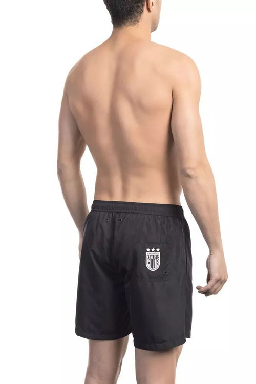 Bikkembergs Sleek Black Swim Shorts with Side Men's Print