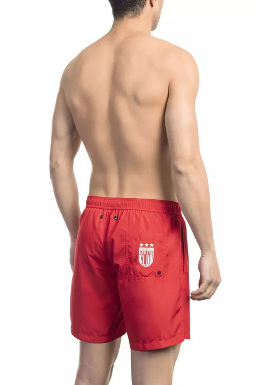 Bikkembergs Vibrant Red Side Print Swim Men's Shorts