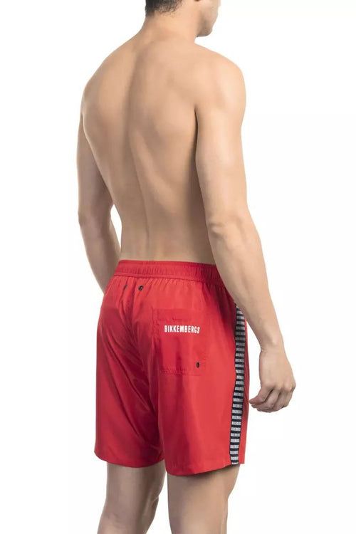 Bikkembergs Red Swim Shorts with Back Pocket Men's Detail