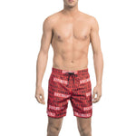 Bikkembergs Red All-Over Print Swim Men's Shorts