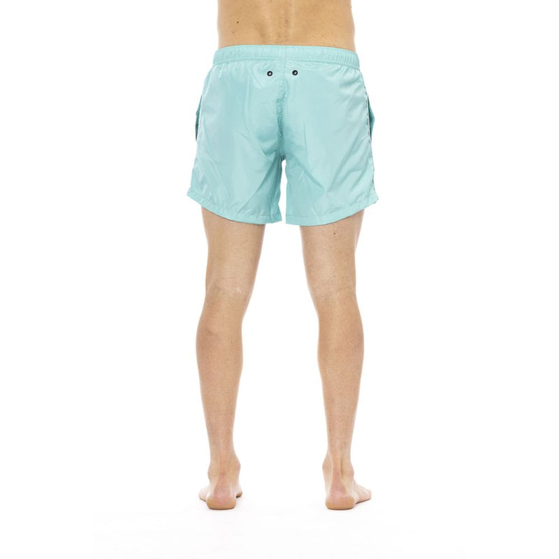 Bikkembergs Sleek Light Blue Swim Shorts with Front Men's Print